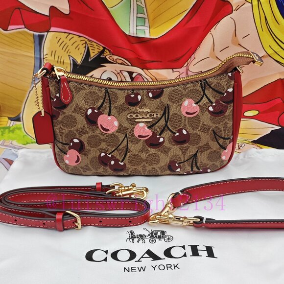 Coach Teri Shoulder Bag In Signature Canvas With Cherry Print - Picture 1 of 13